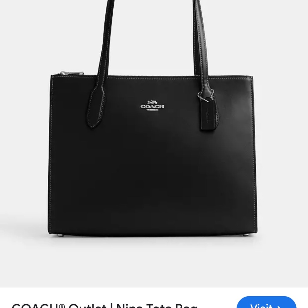 Coach Black Pebbled Leather Tote with Silver Accents